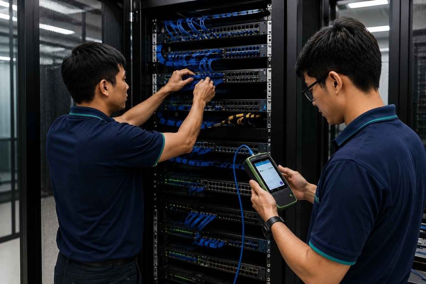 ออกแบบและติดตั้งระบบสายสัญญาณและโครงข่ายใยแก้วนำแสงสำหรับองค์กร