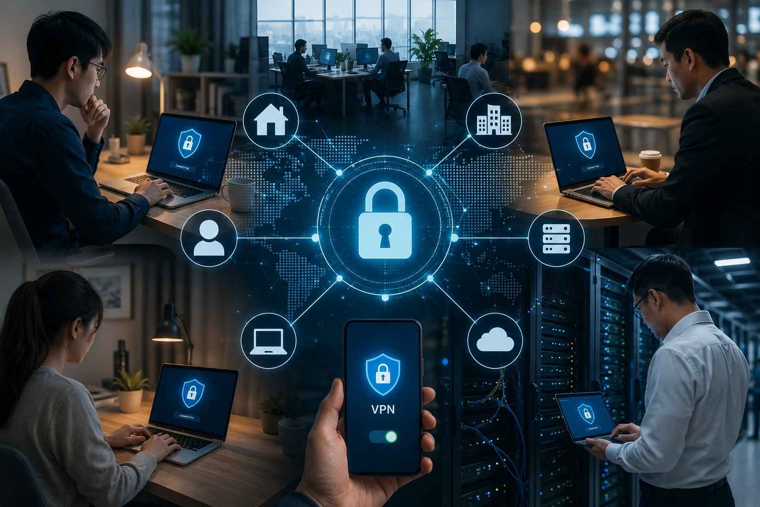 พนักงานเชื่อมต่อเครือข่ายองค์กรผ่าน Remote Access VPN จากบ้าน สำนักงาน และอุปกรณ์เคลื่อนที่ด้วยการเข้ารหัสข้อมูลอย่างปลอดภัย